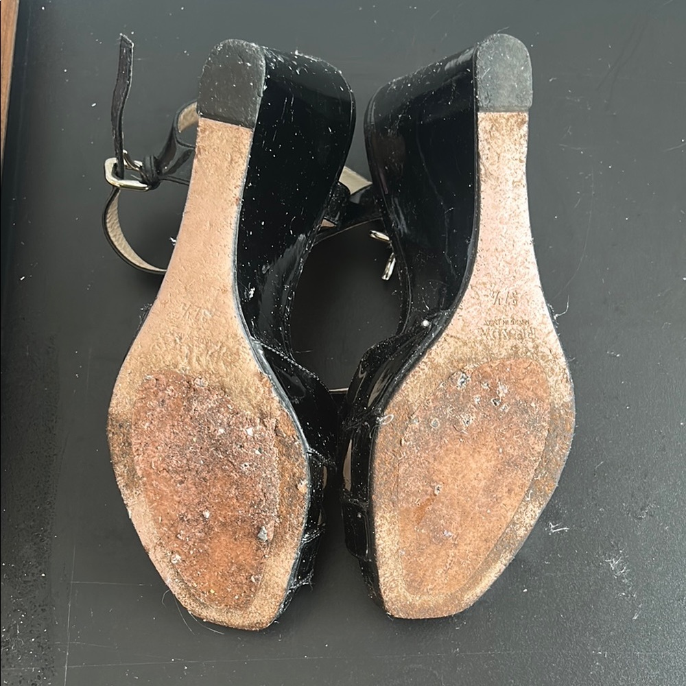Prada Black Sandals with Ankle Strap and Chunky Heel - Picture 5 of 6
